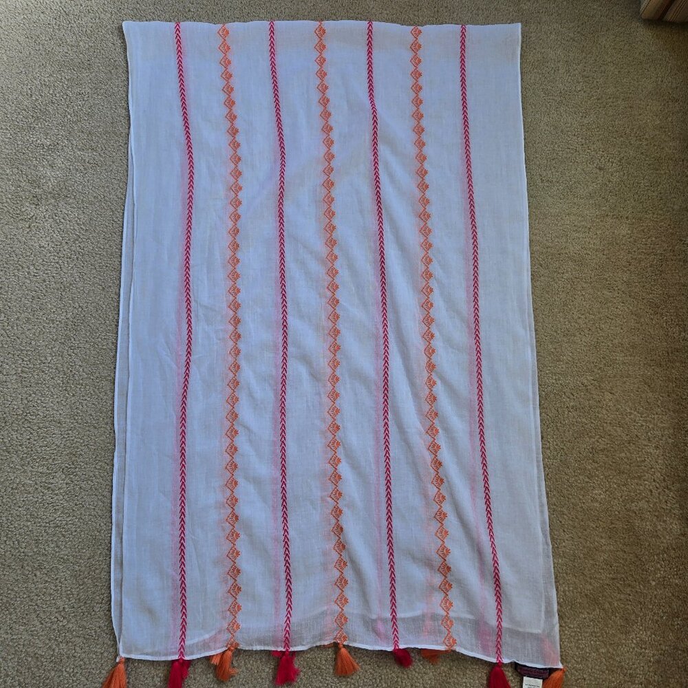 NWOT Vineyard Vines Scarf Lightweight Cotton Summer Scarf with Tassles